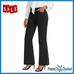 Stretchy High Waisted Bootcut Dress Pants with Pockets Office Pull On Slacks